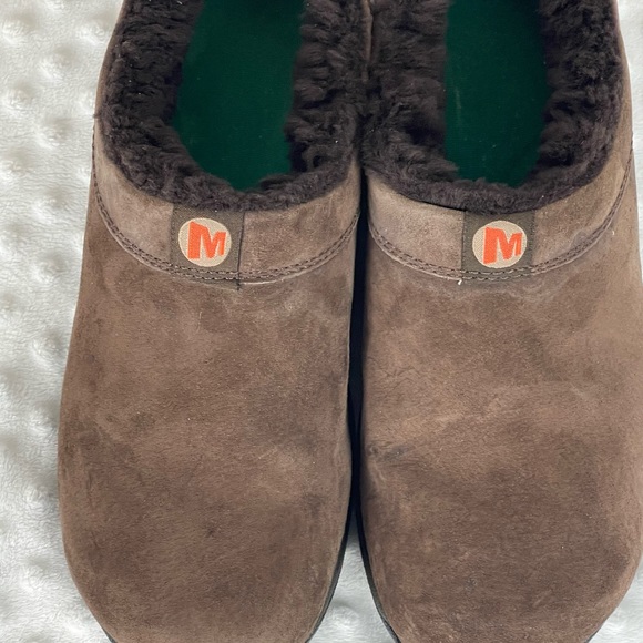 Merrell Brown Suede Lined Clogs Slip On Size 7.5 - Picture 2 of 9